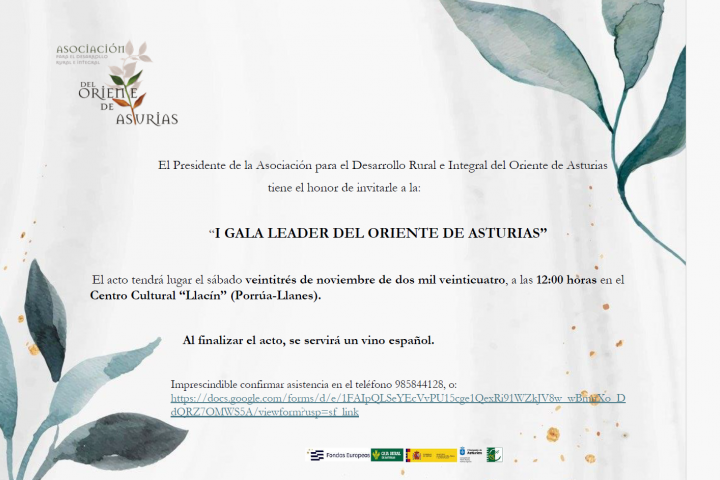 INVITACIÓ I GALA LEADER ORIENTE